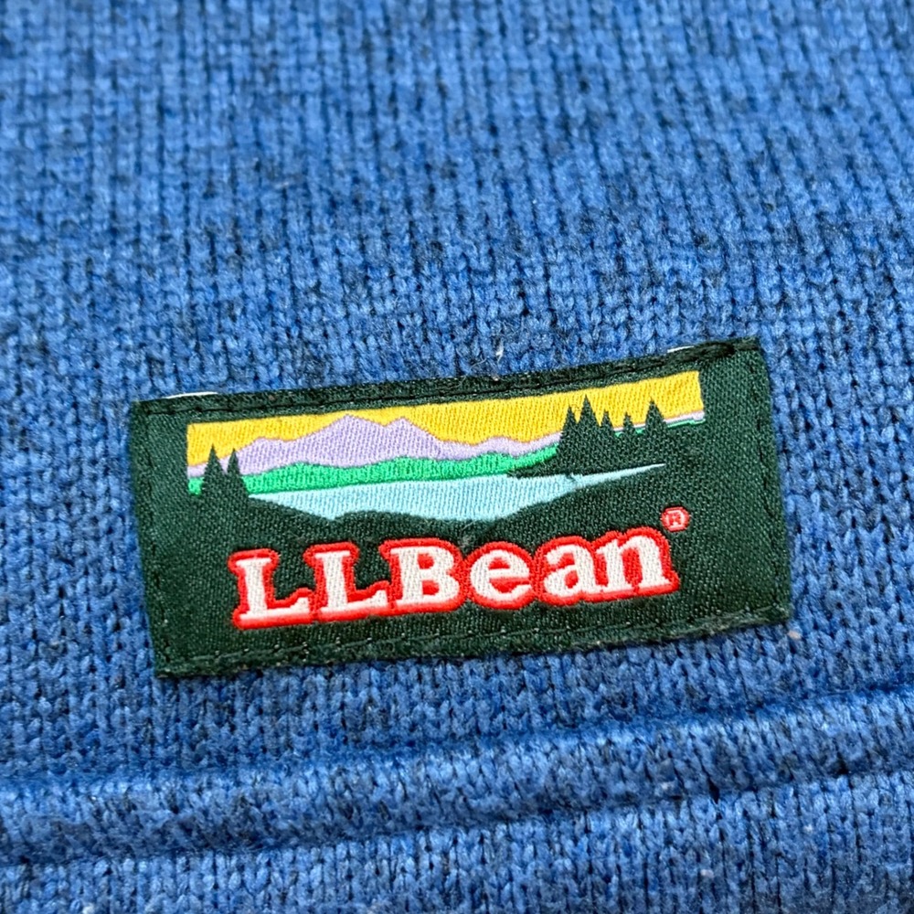 LL Bean Mens XL Sweater Fleece Pullover Blue Snap Neck Slightly Fitted - Picture 3 of 7